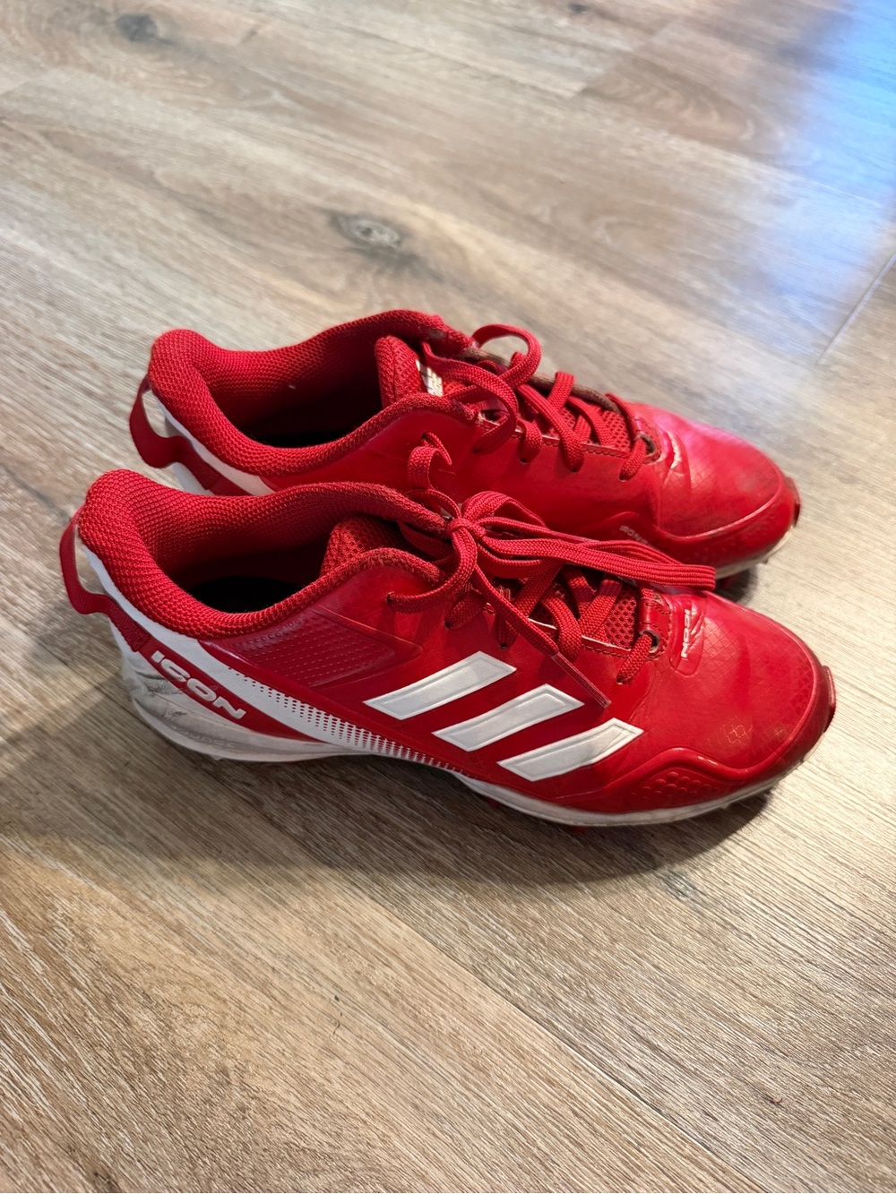 Adidas Kids Red Athletic Sneakers with White Stripes